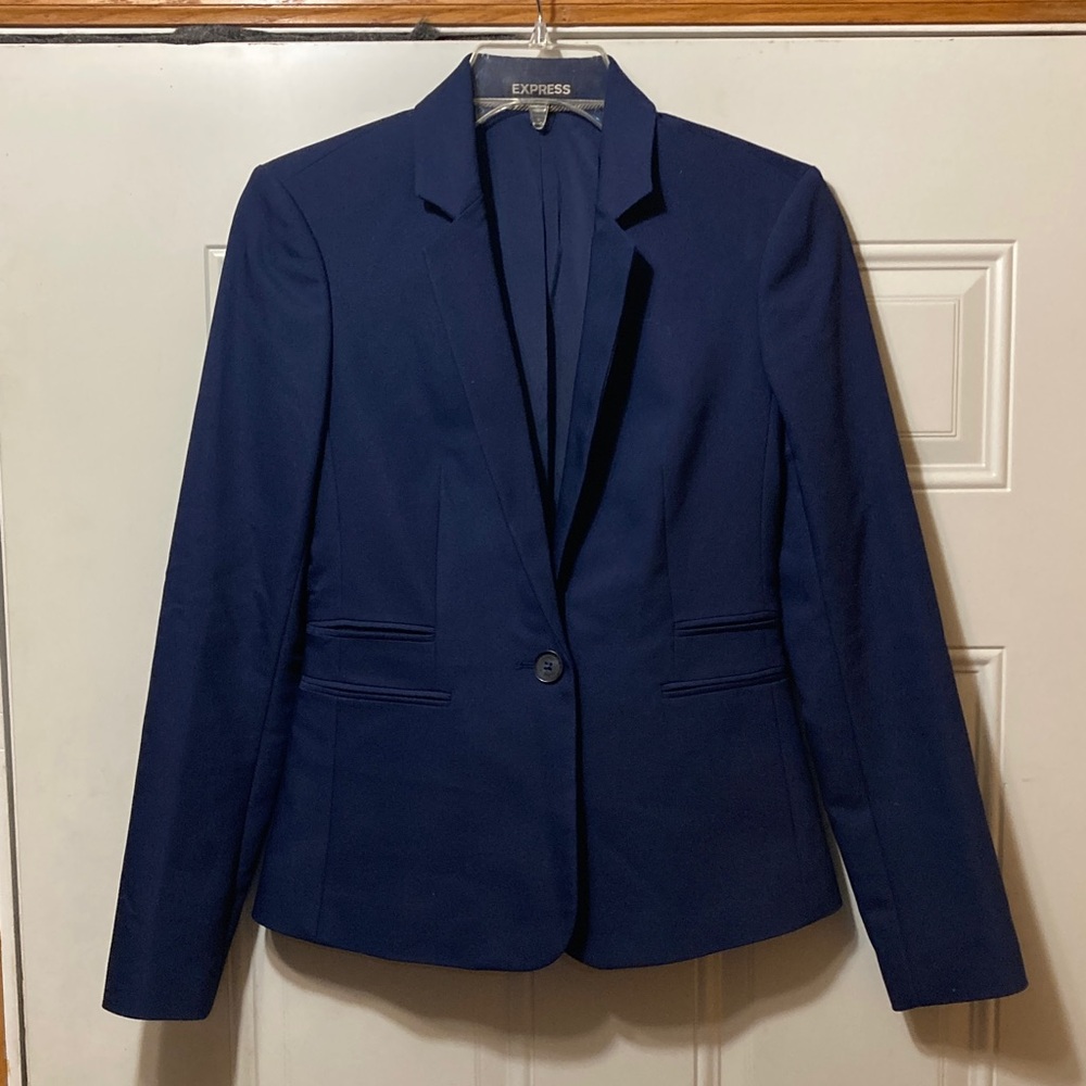 Express Women's Deep Blue Suit Jacket 0